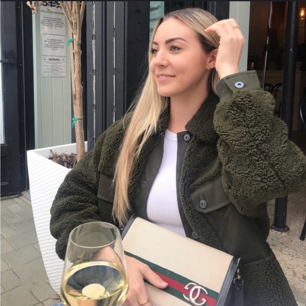 ZARA | Oversized Sherpa Teddy Shirt Jacket in Olive Green, Size Small